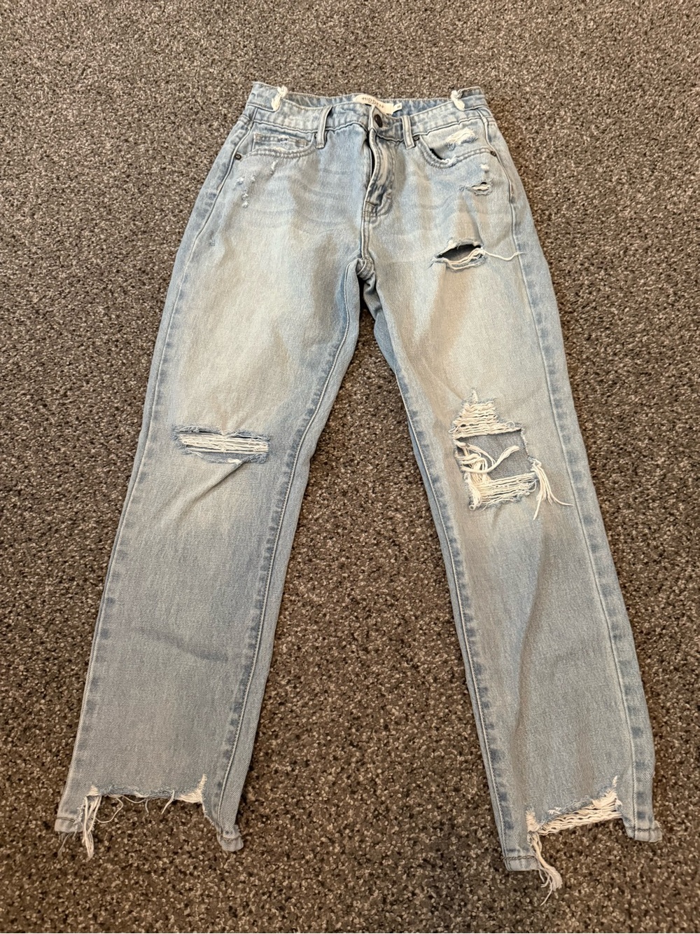 Light Blue Distressed Straight-Leg Women's Jeans